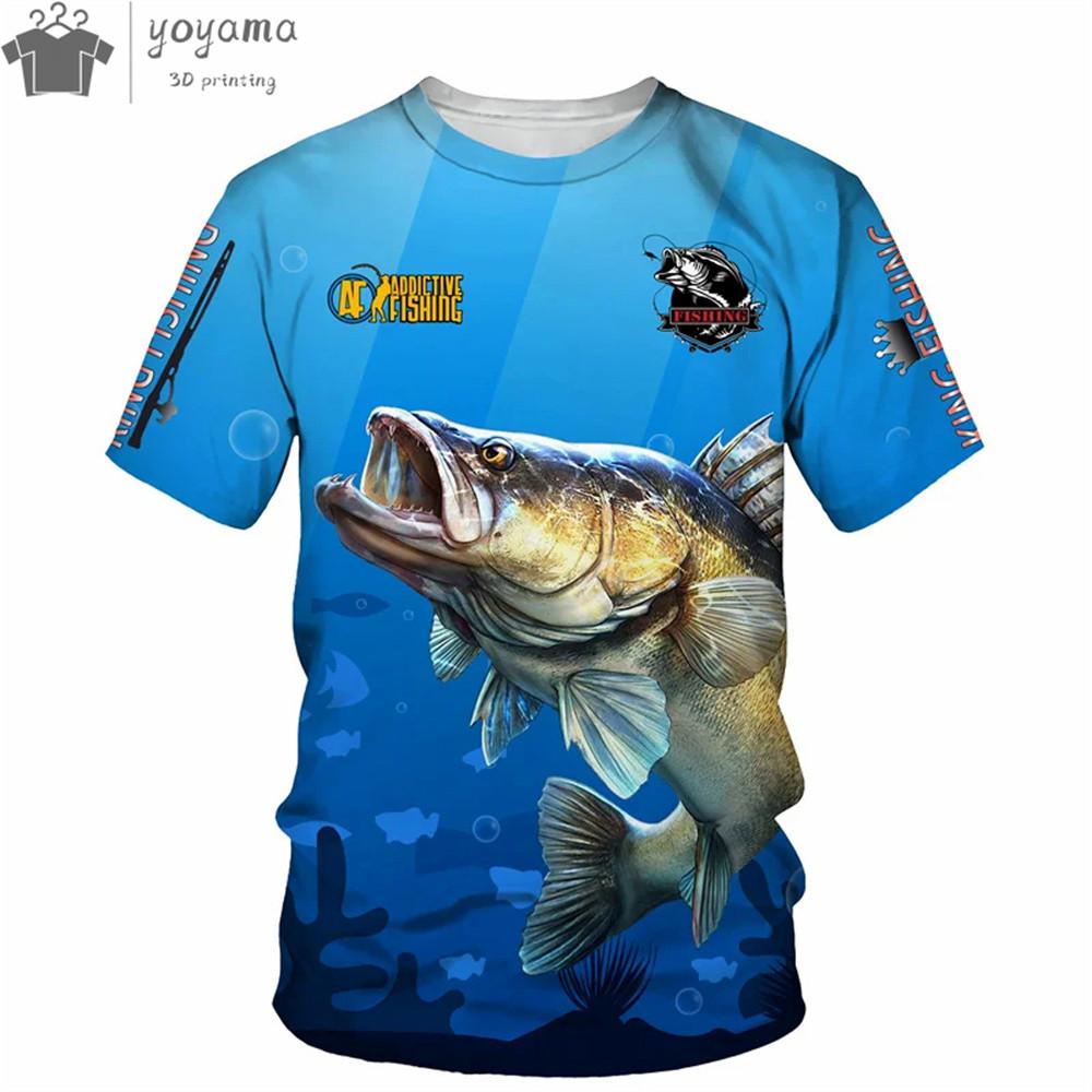 Summer Men's T-shirt 3D Catfish Print Short Sleeved Outdoor Fishing Sports Fashionable Casual Round Neck Top Oversized T-shirt