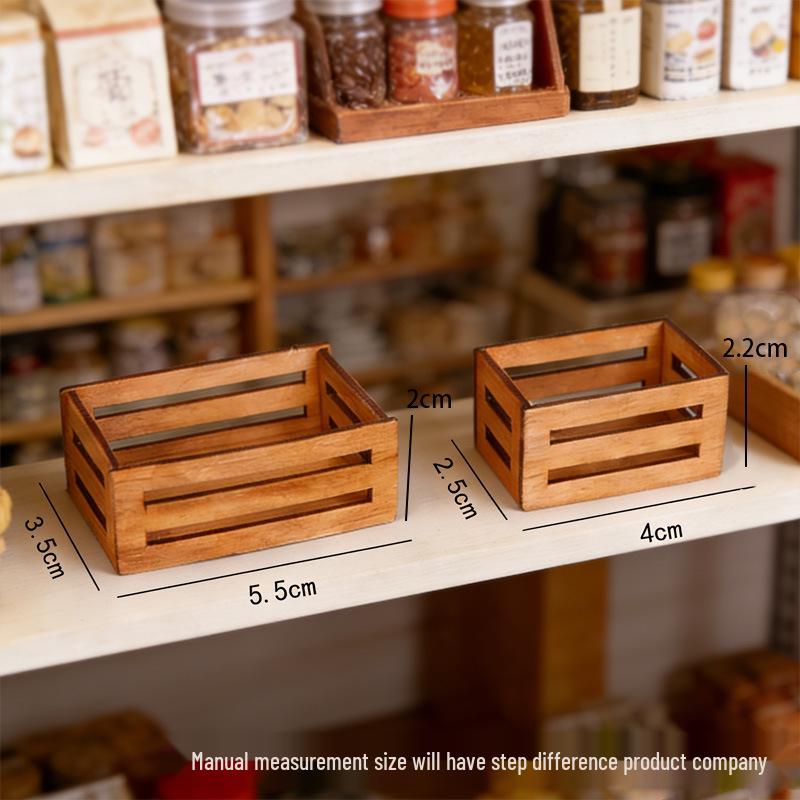 Dollhouse Miniature Wooden Food & Wine Basket Ornaments