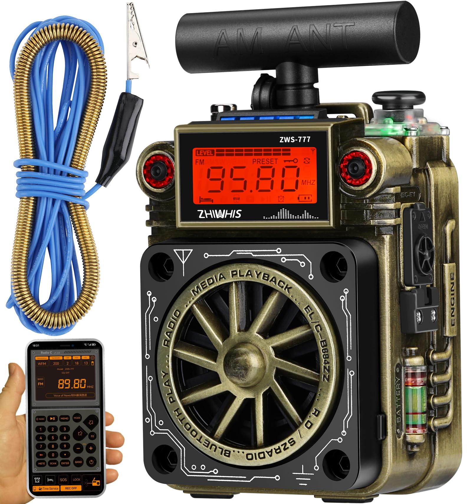 

ZHIWHIS Bluetooth BCL с приложением SOS, глубокий слот для карты MicroSD, 10 часов непрерывной работы, техническое одобрение для предотвращения катастроф и использования на открытом воздухе для динамика,