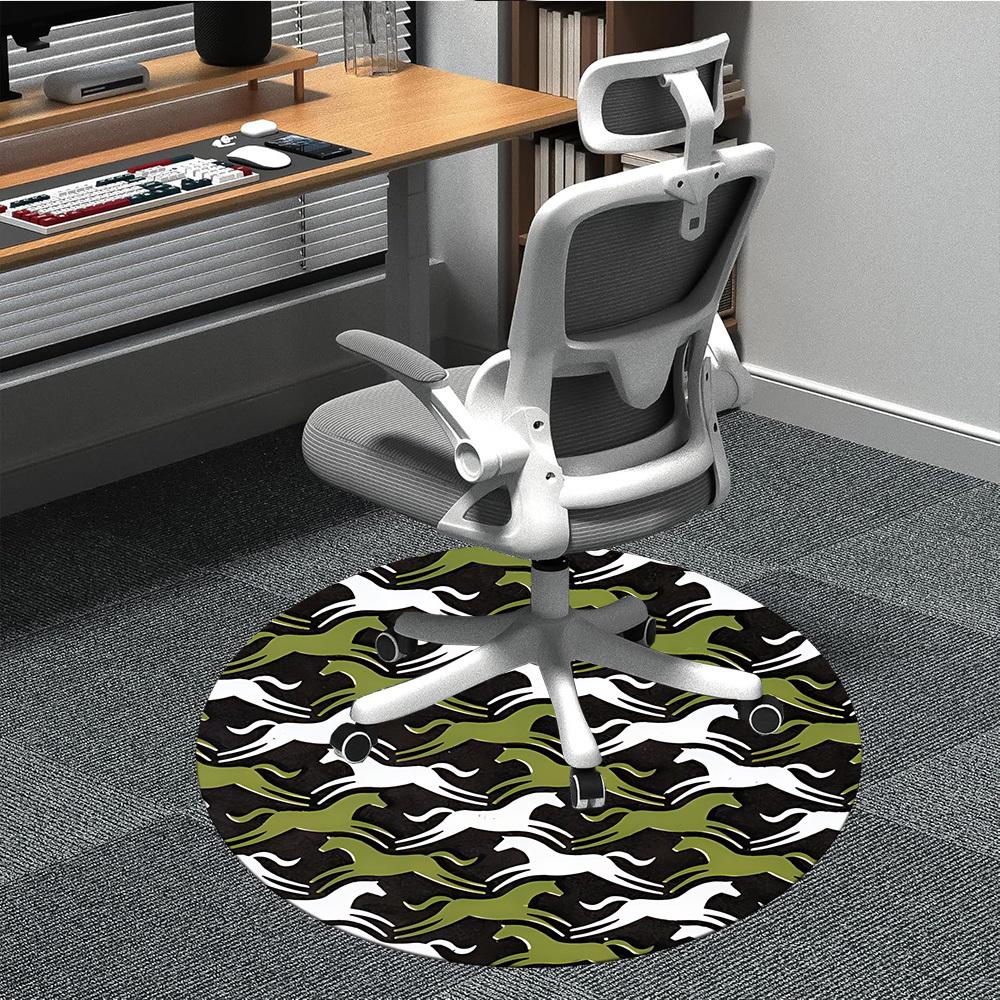 

1pc Horse Camouflage Office Round Area Rug, Indoor Mat Suitable For Office, Under Office Chairs Bedroom Living Room Home Decor, Room Deco 80cm