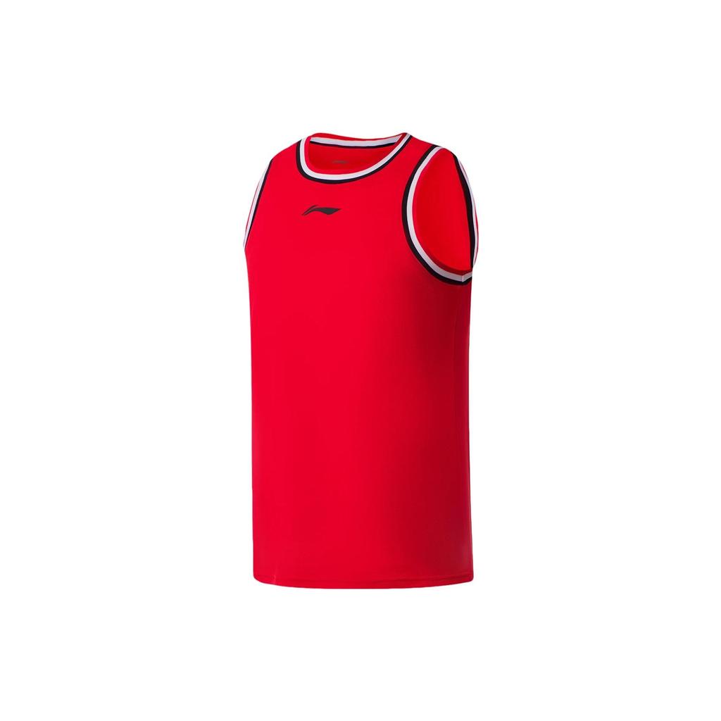 Li Ning Logo Printed Striped Round Neck Vest And Shorts Basketball Set Men Sportswear AATS003-2
