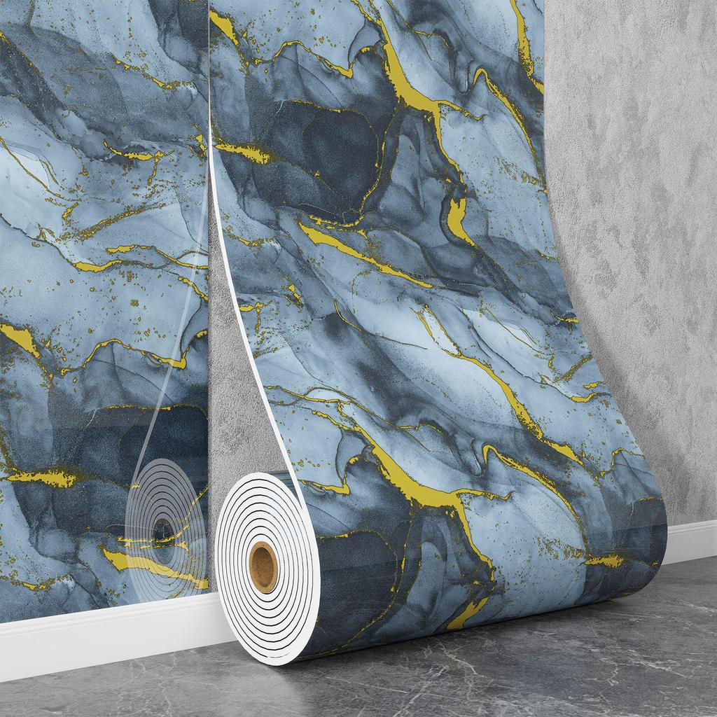 Self-Adhesive Waterproof Imitation Marble Tile Wall Sticker for Bathroom, Living Room, Kitchen, and TV Background.