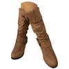 Women's Suede Belt Women's Boots Comfortable Round Toe Long Boots Retro Fashion Boots Flat Boots Women Thigh High