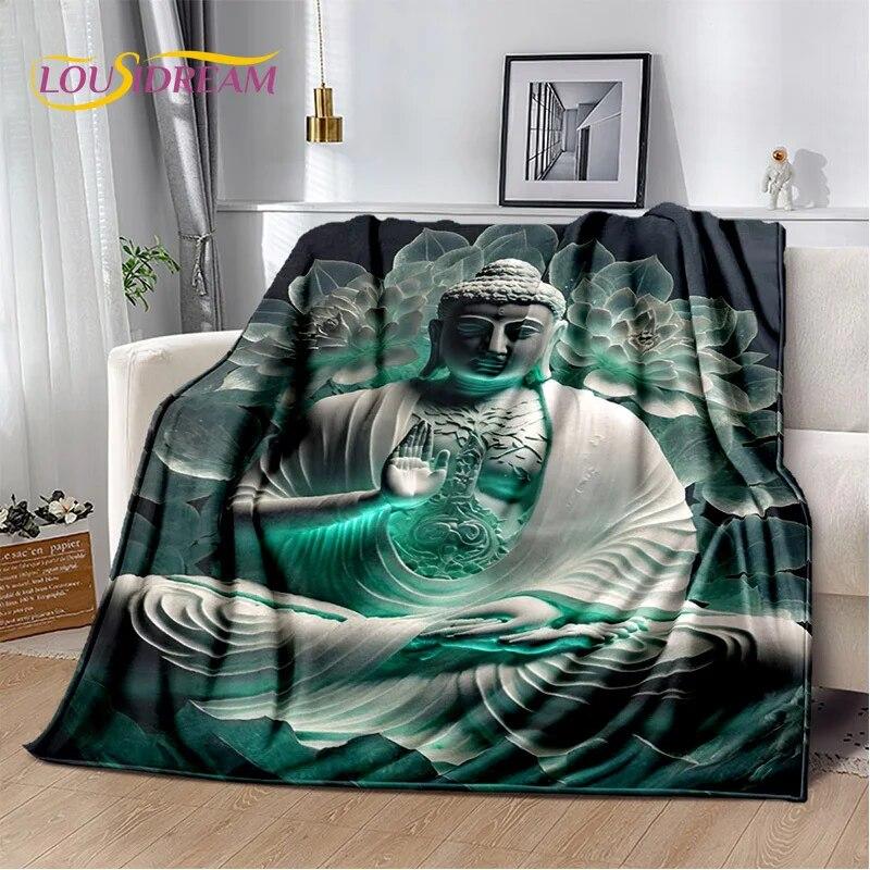 HD Buddha Buddhismus Víra Meditující Náboženství Sakyamuni Bodhisattva Modlitební deka Měkká deka pro domácí postele Pohovka Kid