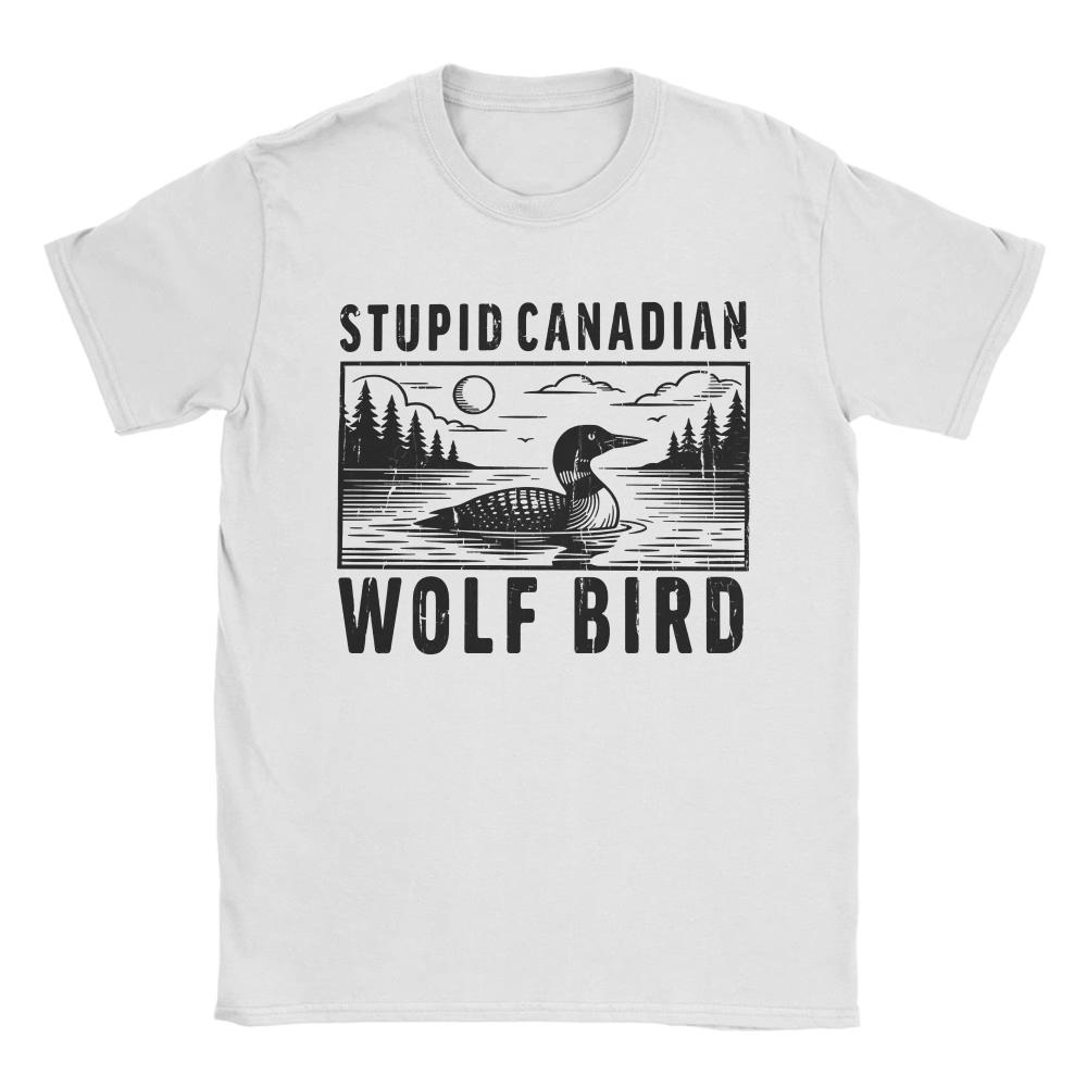 

Stupid Canadian Wolf Bird TShirts Summer Cotton T Shirts for Men Women Fashion Casual Tshirts Short Sleeve Y2K Casual Top Tees S