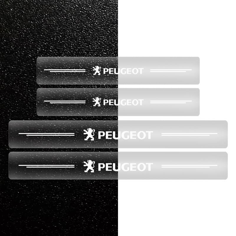 4X Auto Schwellerschutz Transparent Dekorative 3D Aufkleber Für Peugeot 308 408 508 RCZ 208 3008 2008 206 207 108 406 407 408 206 207 208 306 307
