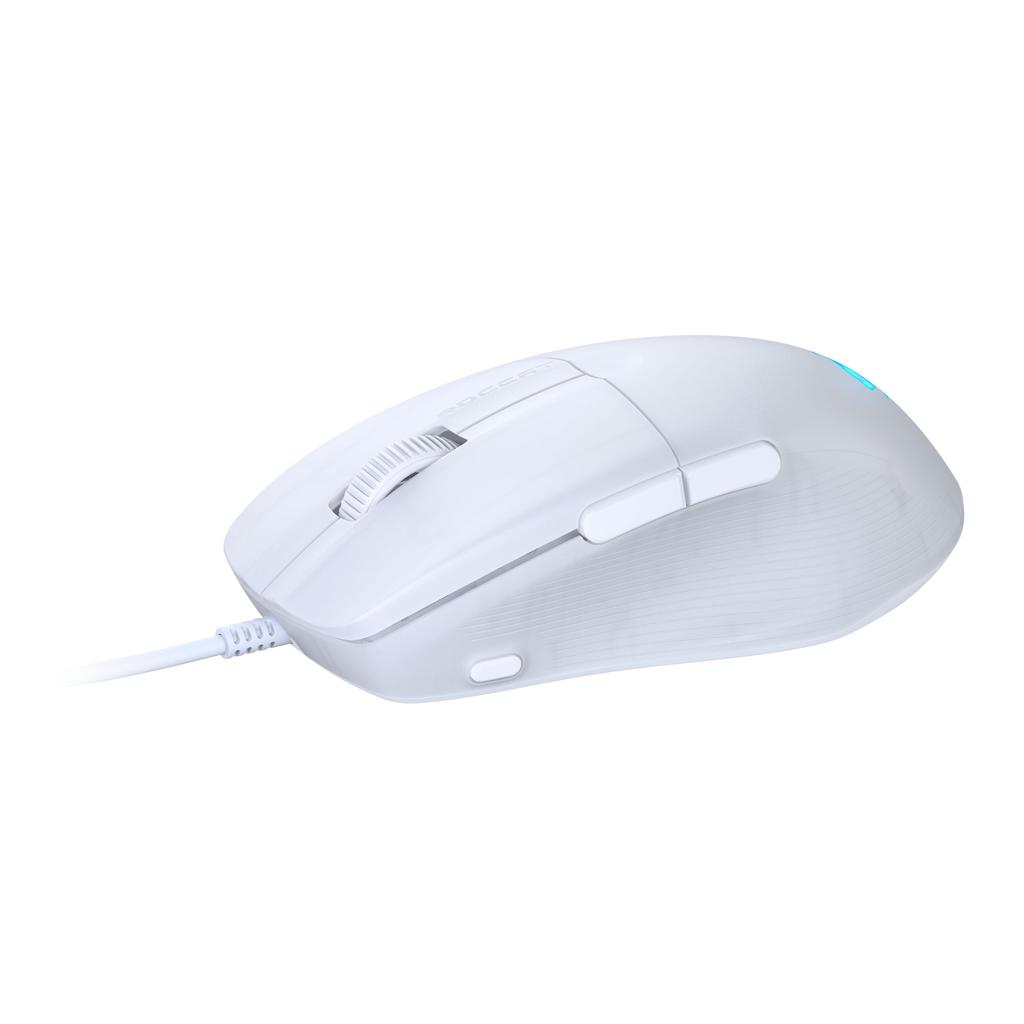 ROCCAT PURE SEL Gaming 8K Side Mechanical PTFE Japanese Distributor Mouse, Ultra-Lightweight 49g, Wired, White, Optical, Resolution, Buttons,