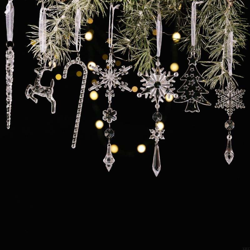 18 Pcs Hanging Snowflake Icicle Christmas Ornament Christmas Tree Decorations X3UC
