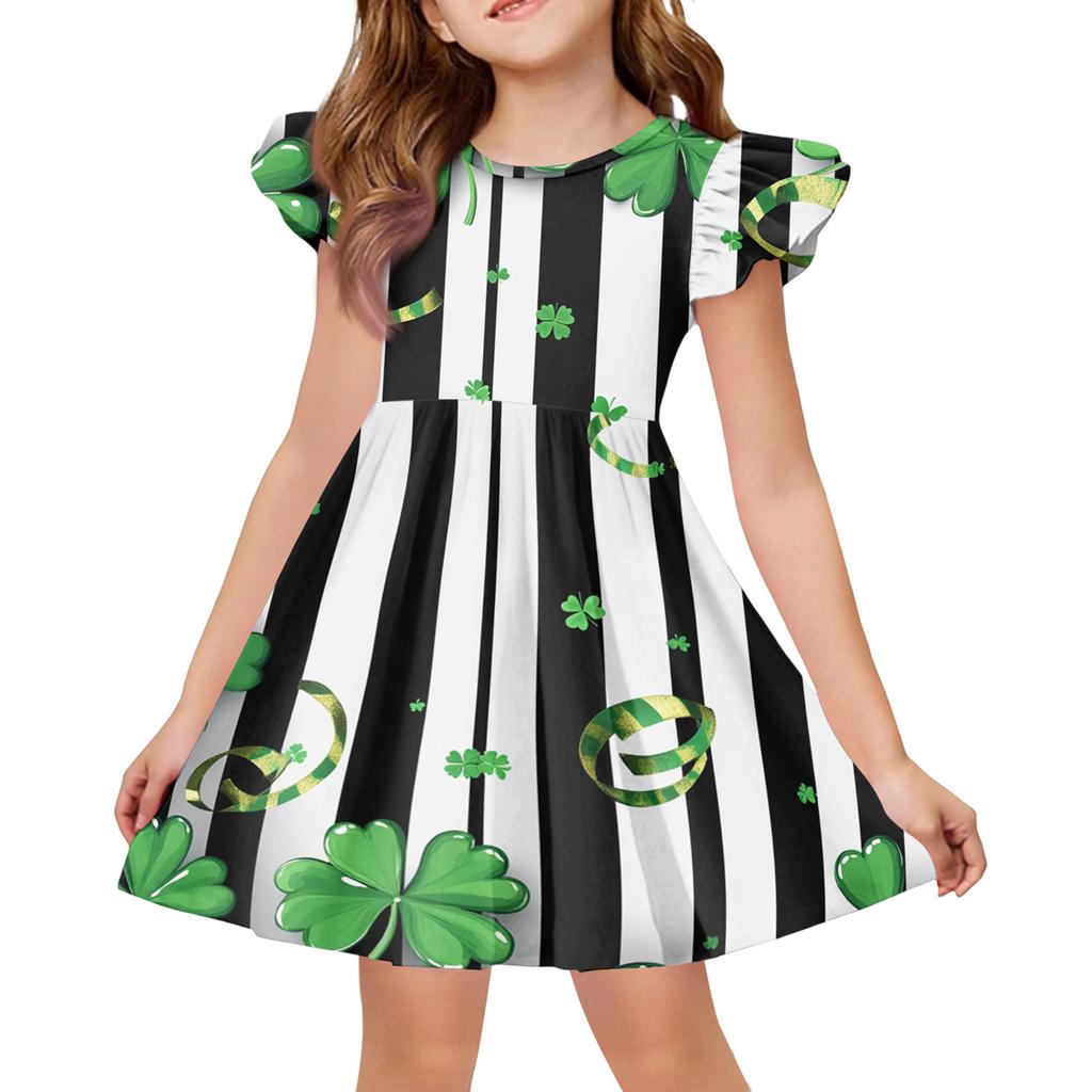 Girls' Summer Princess Dress - A-Line T-Shirt Dress St. Patrick's Day