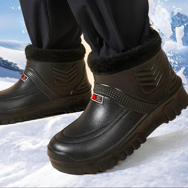 Zimní Udržující Teplo Pánské Bavlněné Boty Plyšové Nadměrné Velikosti Sněhové Sněžnice Venkovní Pohyb Ležérní Sněhové Boty Venkovní Boty na Mytí Auta
