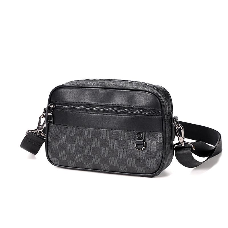 Trendy Men'S Small Square Bag Casual Trendy Brand Plaid Shoulder Bag Messenger Bag Cycling Satchel Messenger Bag