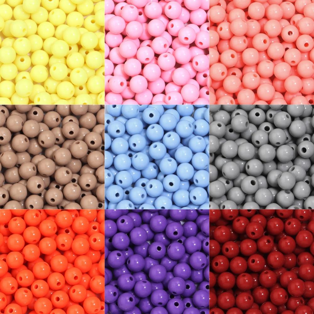 6/8/10/12/14/16/18/20mm Candy Colorful Spacer Beads Round Loose Acrylic Beads For DIY Bracelet Necklace Jewelry Making Wholesale