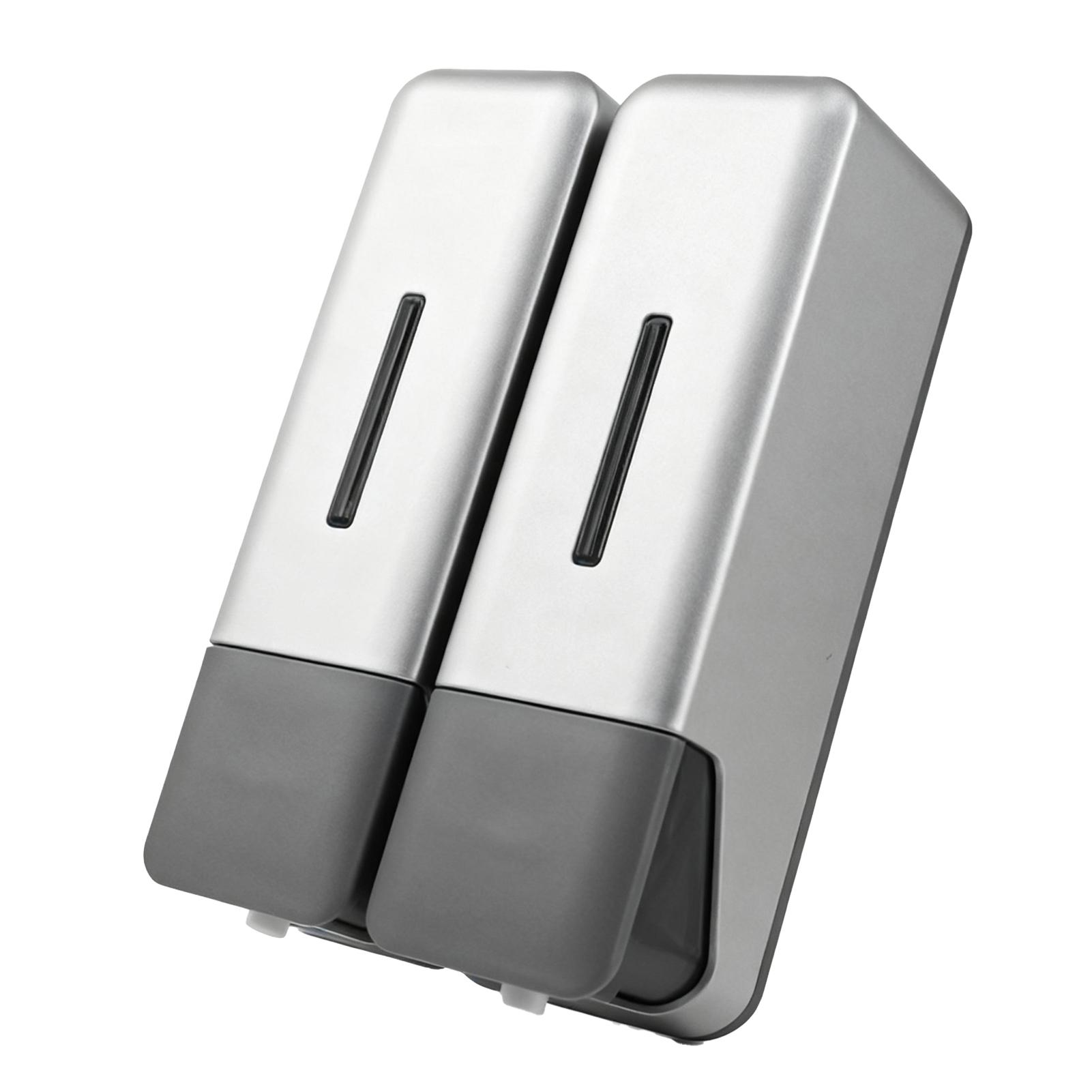 

2 Chamber Shower Soap Dispenser Wall Mounted Shampoo Dispenser for Bathroom Hotel 250ml Per Bottle Silver серебряный