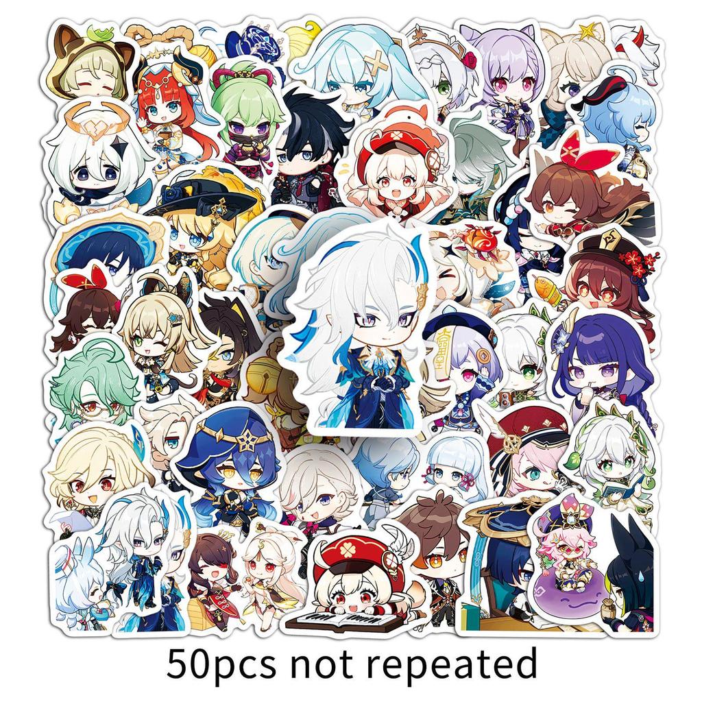 50-Piece Genshin Impact Creative Decorative Fun Stickers for Power Banks, Stationery, and Cameras