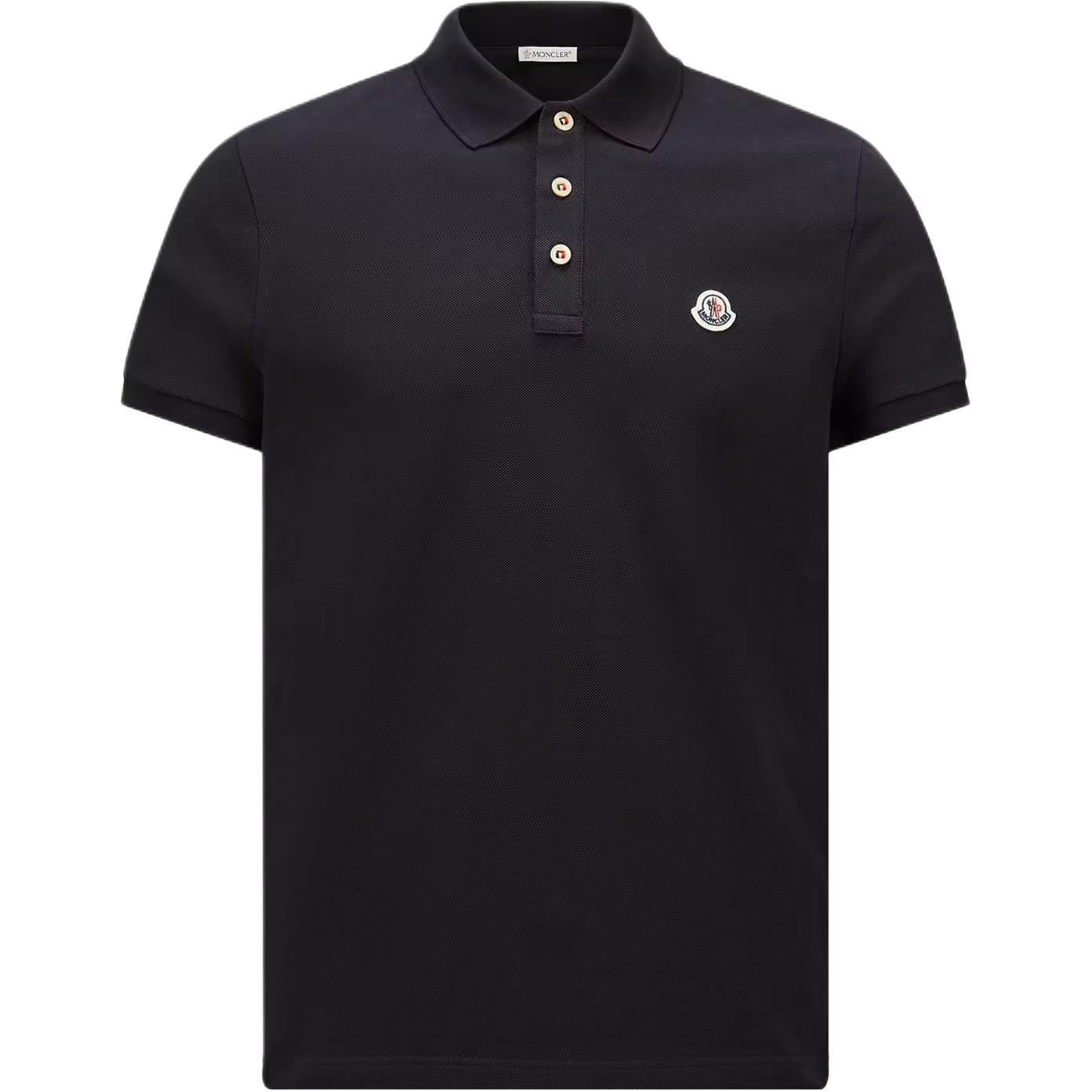 Moncler Con Patch Logato SS26 Logo Effen Slim Fit Korte Mouw Poloshirt Heren tops L10918A000268455677X XXL black