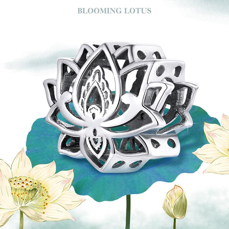 WOSTU Flower Silver Charms 925 Sterling Silver Tree Of Life Beads Enamel Pendant DIY Jewelry Making Bracelet Necklace For Women