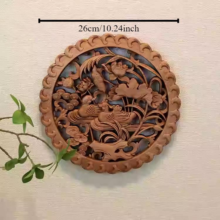 1pc Chinese Woodcarving Ornaments Solid Wood Carving Crafts Living Room Wall Decoration Home Accessories Wall Decorations