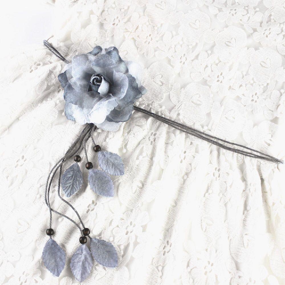 Women 150cm Dress Decorated Chiffon Thin Big Flower Waist Chain Waistband Belts Waist Rope