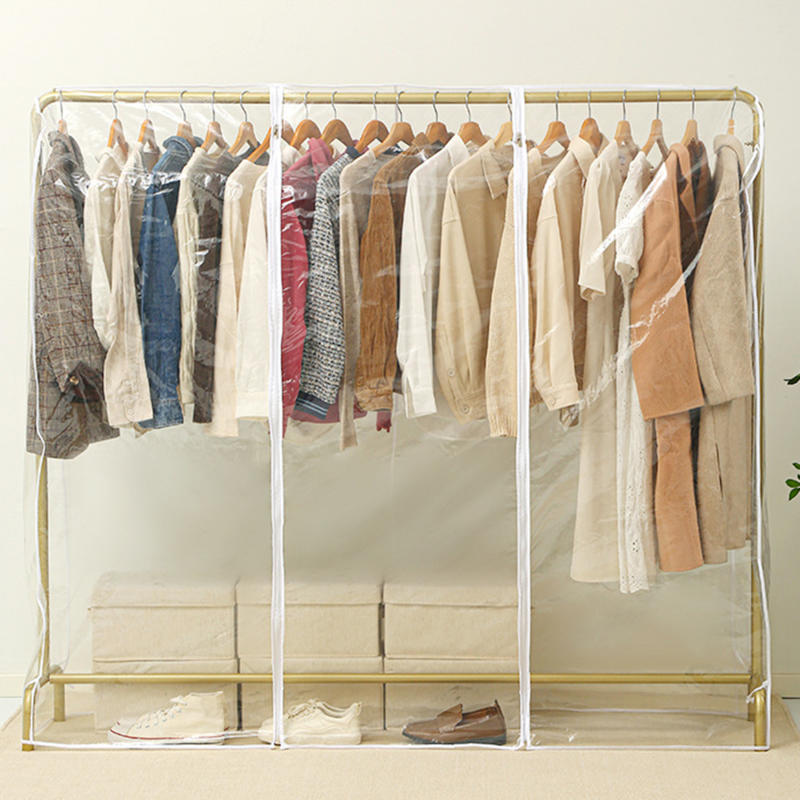 Garment Coat Dust Moisture Proof Protection Transparent Square Full Cover for Floor-standing Drying Rack for Clothes