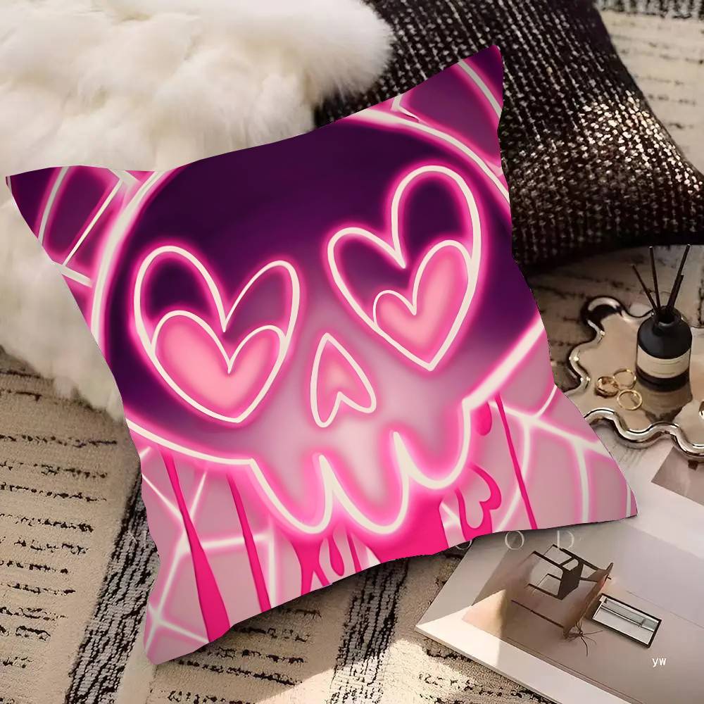 Winkelstaub H-Hazbin Hotel Anime Kissenbezug Quadratisches Kissen Schlafzimmer Sofa Freizeit Komfort Kissen Auto Heimdekoration