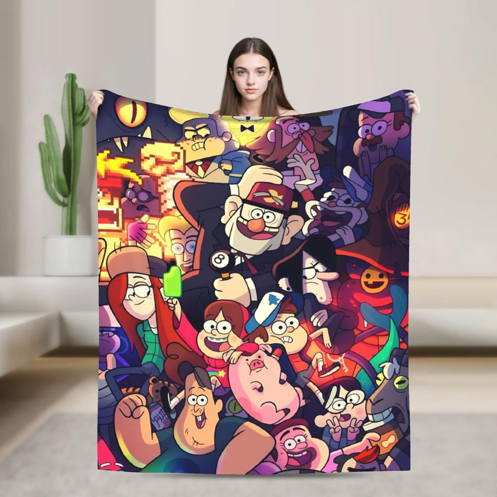 Coperte Anime Cartone Animato Gravity Falls Morbide Calde Fantastici Plaid per Casa Ristorante Primavera Autunno