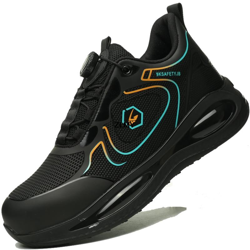 Waterproof Upper Men Safety Shoes Rotated Button Steel Toe Sneakers Anti-stab Anti-smash Work Shoes Man Work Safety Boots Light