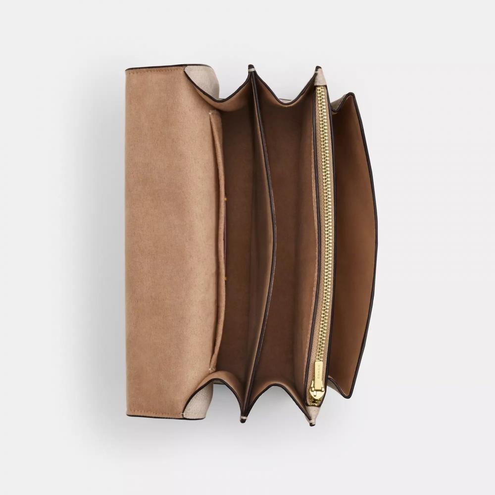 Coach Klare Crossbody Bag In Blocked Signature Canvas Gold Walnut Tan