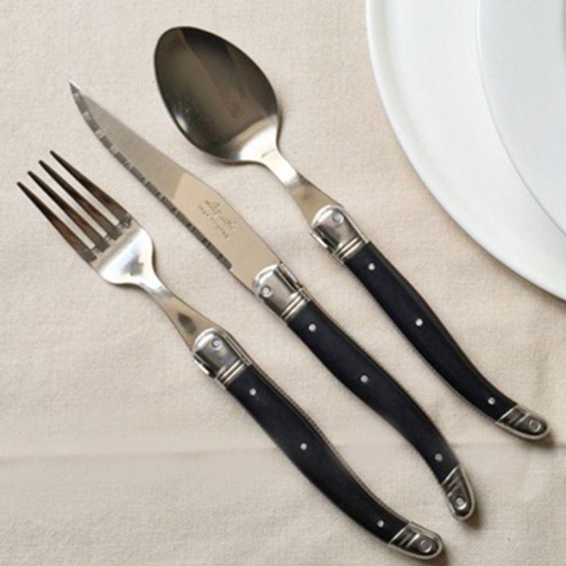 LAGUIOLE Janneron Laguiole 1-Person Western Cutlery Set Black (3 Pieces)