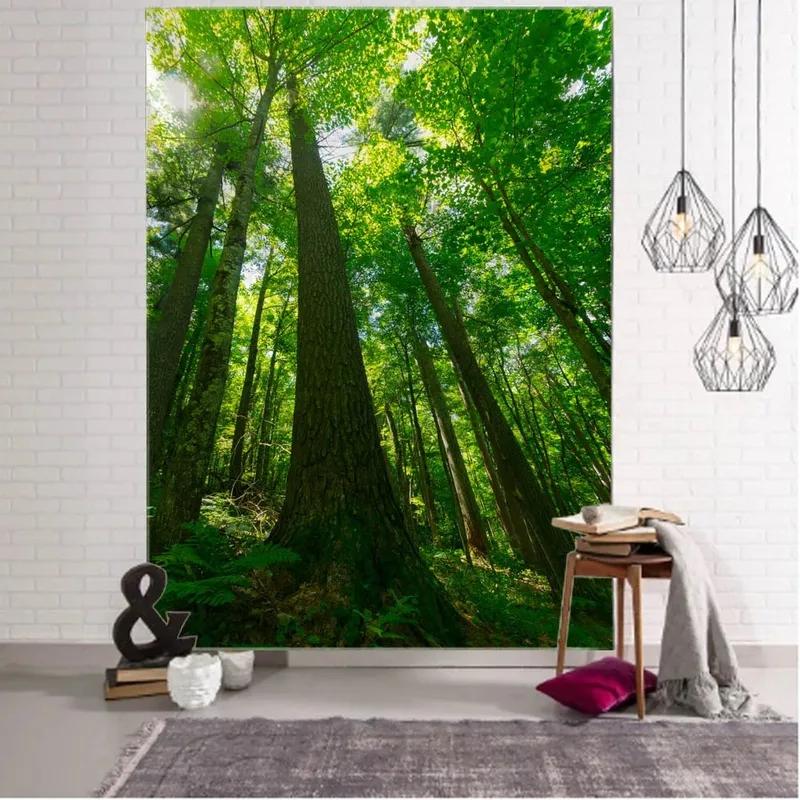 Природный пейзаж Лесной ручей Фоновый гобелен Украшение стены дома Гобелен Спальня — фото 13