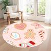 Gingerbread Man Round Office Rug Perfect for Decorate Room Entryway Playrooms Foyer Anti-slip Round Rug Office Home Decor