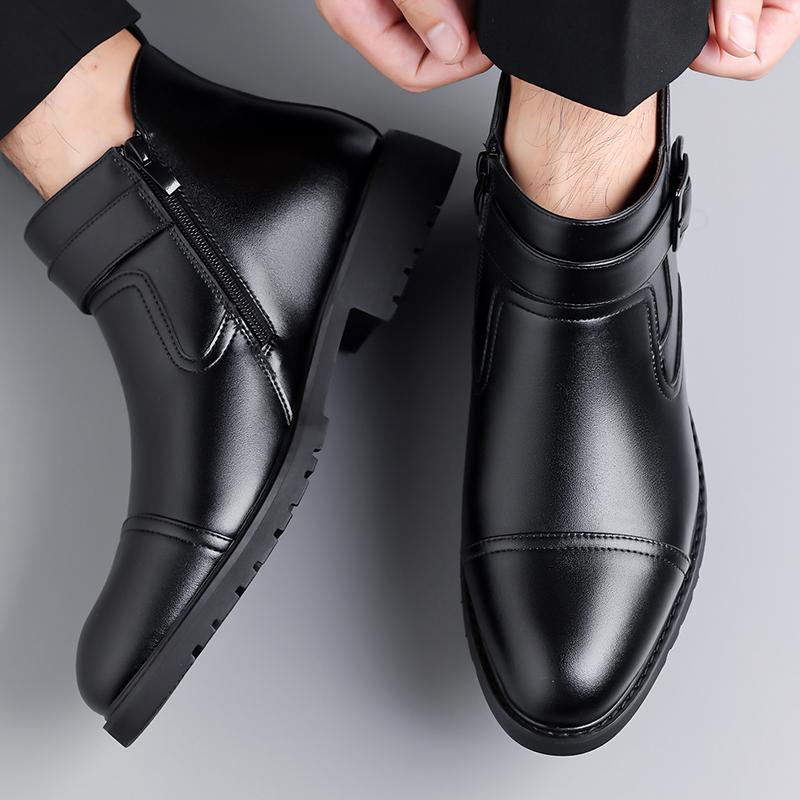 Luxury Business Mens Leather Boots Fashionable Buckle Leather Chelsea Boots Elegant Gentlemen's Autumn New Versatile Ankle Boots