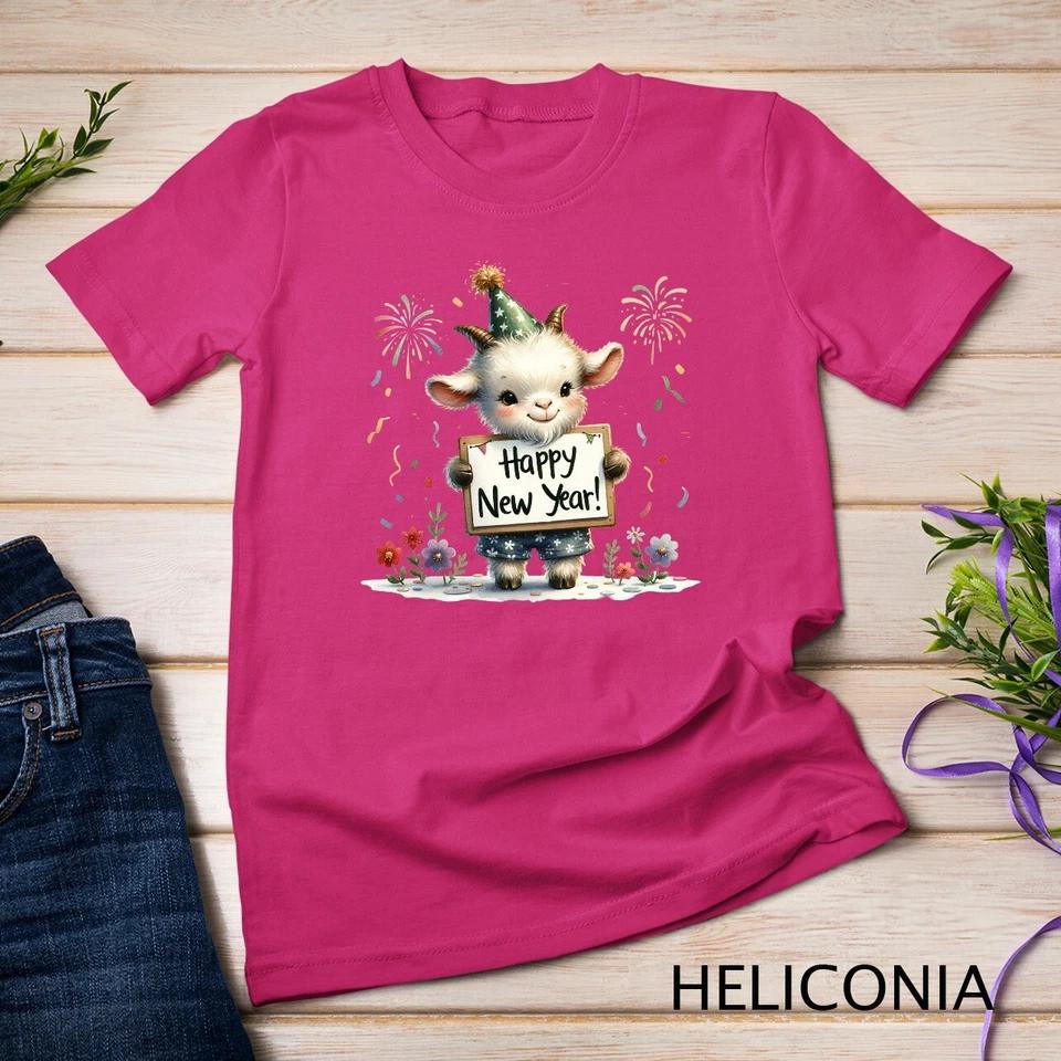 Festive Goat Happy New Year 2025 Funny T-shirt Unisex T-shirt 5 2XL