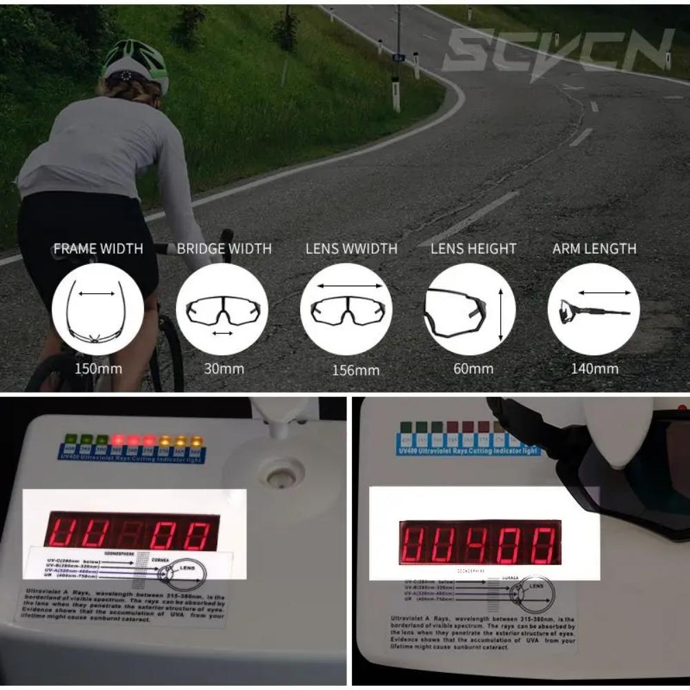 Scvcn Photochrome Radbrille Coole Fahrradsonnenbrille Sport Fahrradbrille Mountain Cycl Goggles UV400 MTB Road Herren Fahren