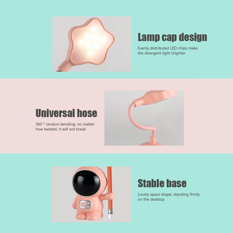 2 stücke Nette Cartoon Schreibtisch Lampe Multifunktionale Stift Halter Augenschutz Bunte Nachtlicht Für Schlafzimmer Nacht Lesen