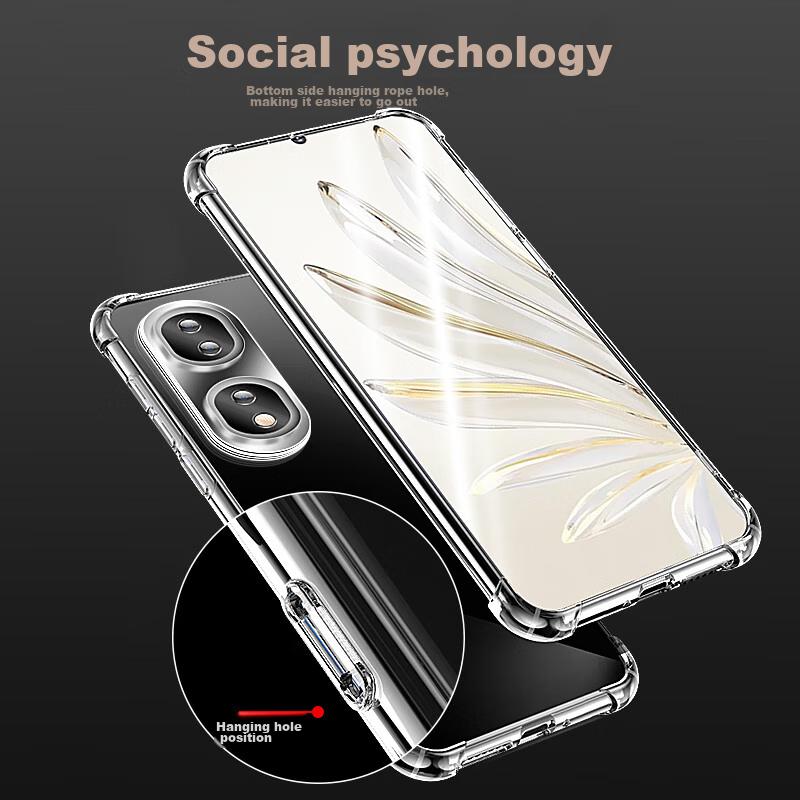 Kelleia Honor 90 Phone Case, Honor 90 Protective Cover, Full Protection Shockproof TPU Airbag Soft Case/Protective Cover, Transparent, 6.7 Inches