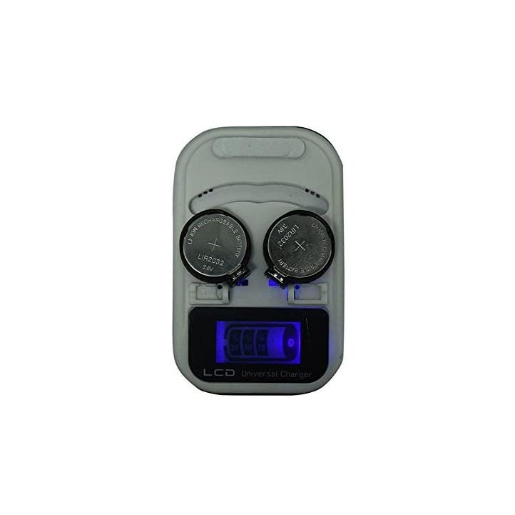 Smart LCD US EU Stecker Knopfzellen-Batterieladegerät für LIR2032 LIR2025 LIR2016 2 Slot