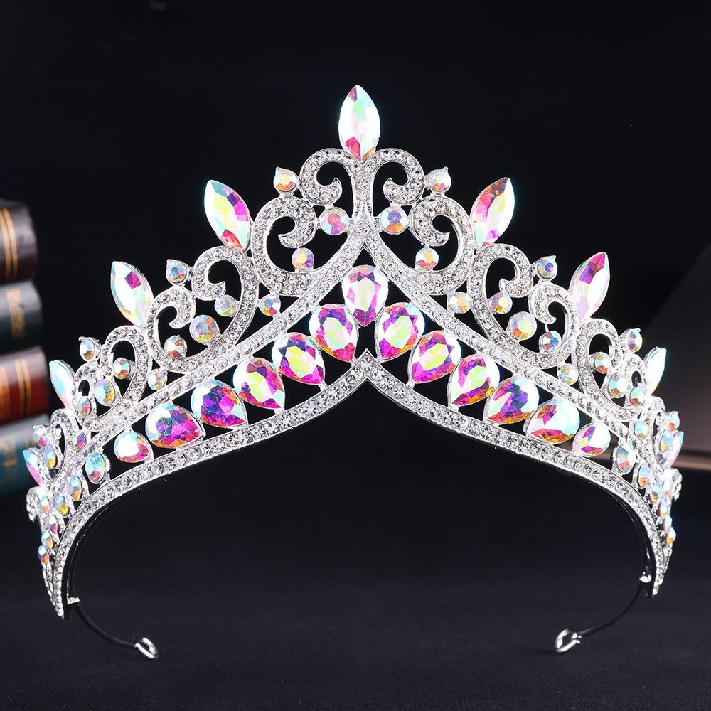Gold Baroque Crown Metal Rhinestone Crown Vintage Princess Tiara Headband