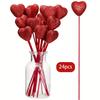 24pcs,Foam Hearts Picks, Glitter Heart Picks Puffy Heart Topper For Valentine's Wedding Decorations And Flower Arrangements