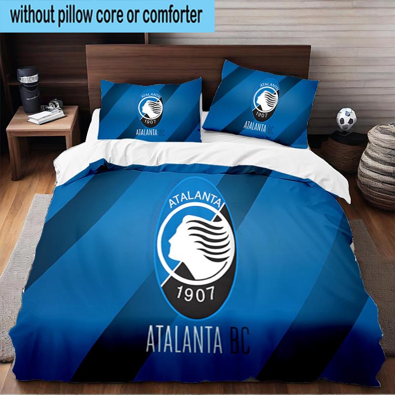 Atalanta Fc Crest 3PCS Print Bedding Set, Includes A Duvet Cover and Two Pillowcases for Bedroom, Dormitory, Suitable for All Seasons