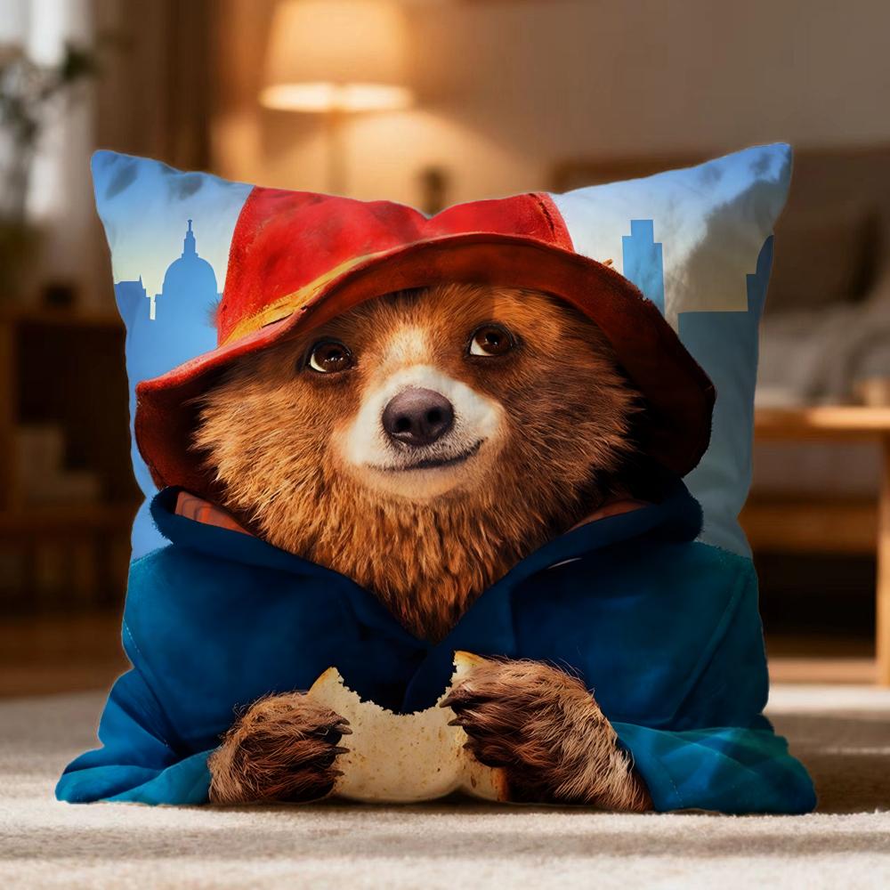 Fashion P-PPaddington Bear Cushion Cover Soft Washable Pillow Case Multi-Scene for Couch Bed Travel Office Use