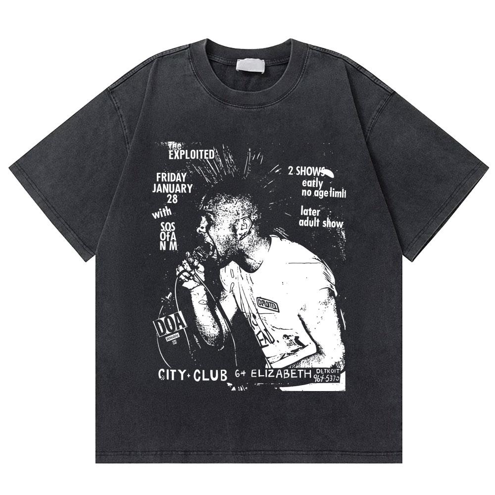 Washed Vintage Rock Band The Exploited Graphic Tshirt Men Women Retro Gothic Punk T Shirts Mens Fashion Oversized Streetwear