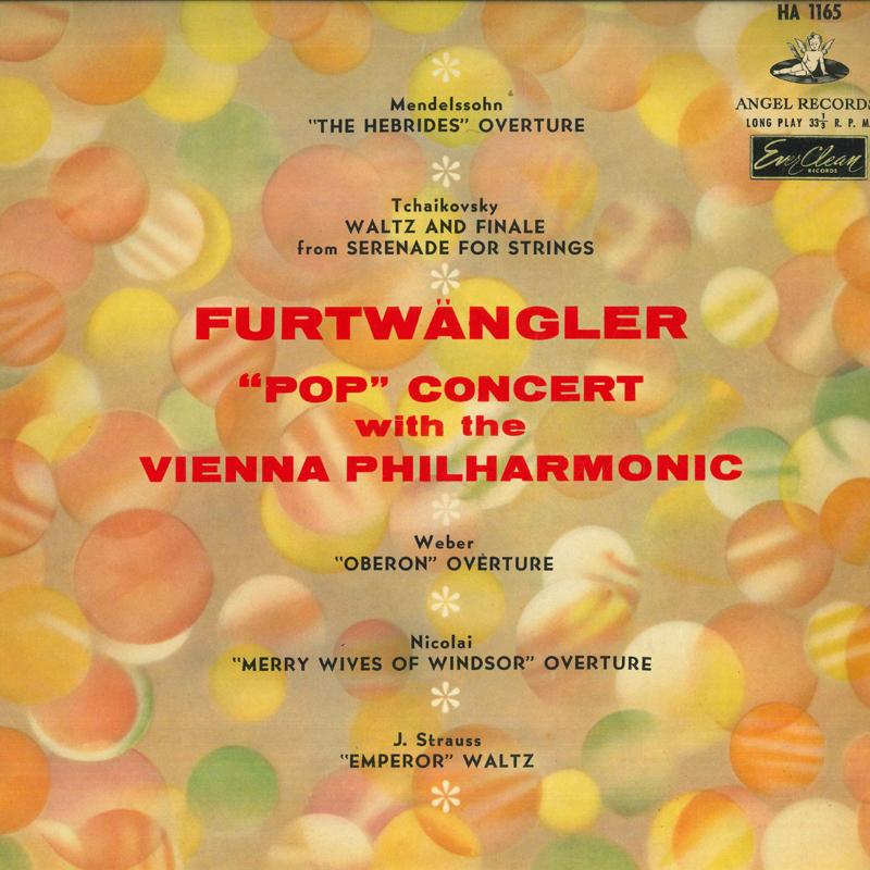 

LP Record WILHELM FURTWANGLER, VIENNA PHILHAR - Pop Concert HA1165 ANGEL Japan Classical Used