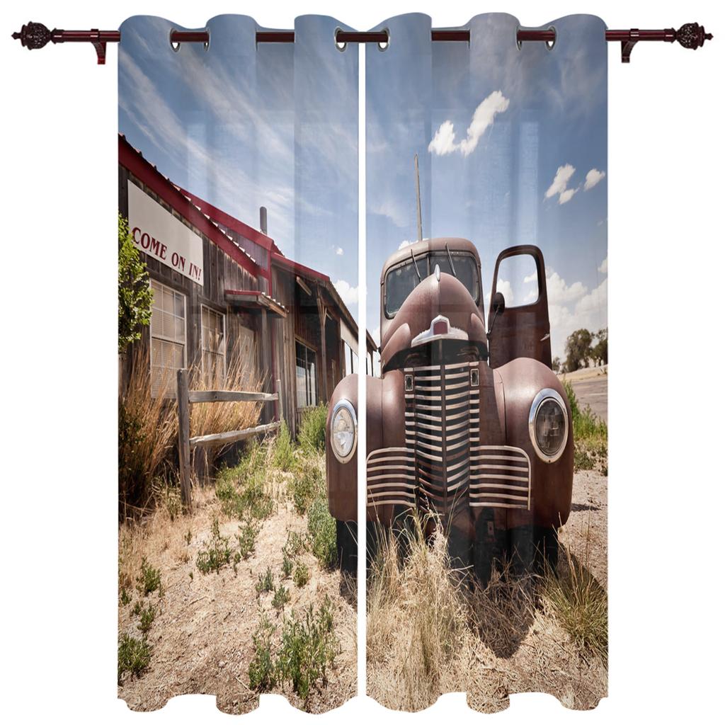 Country Graffiti Chicken Hill House Country Style Window Curtains Scenic Curtains for Living Room Decorative Items Living Room