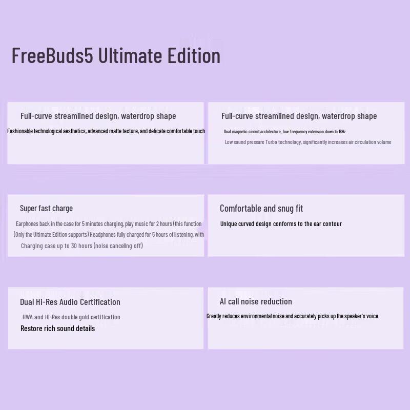 Huawei Auricolari Bluetooth FreeBuds 5 Semi-in-ear con Cancellazione del Rumore