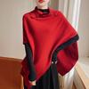 Noble Loose Knit Shawl: Irregular, Stylish High Neck Cape Sweater Cardigan