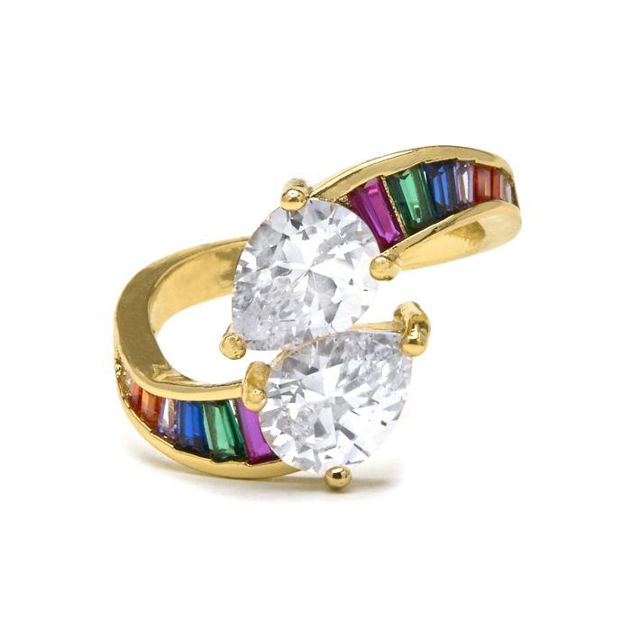 Bague - LUXENTER - Darbia - Or jaune 18 carats - Zircone brillante - 16,6 mm