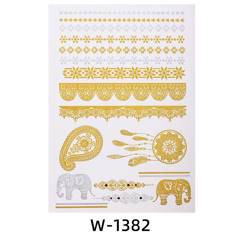 Hot Stamping Tattoo Sticker Waterproof Retro Metal Temporary Tattoo Tattoo Hot Silver Tattoo Sticker