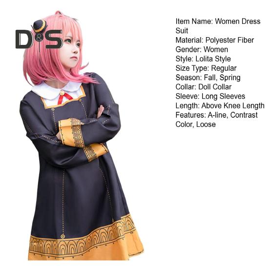 1 Set Anime Women Dress Suit Set Includes Wig Socks Wig Net And Headgear Cosplay Costume Dress Doll Wig Girls Women Uniform Halloween Costumes