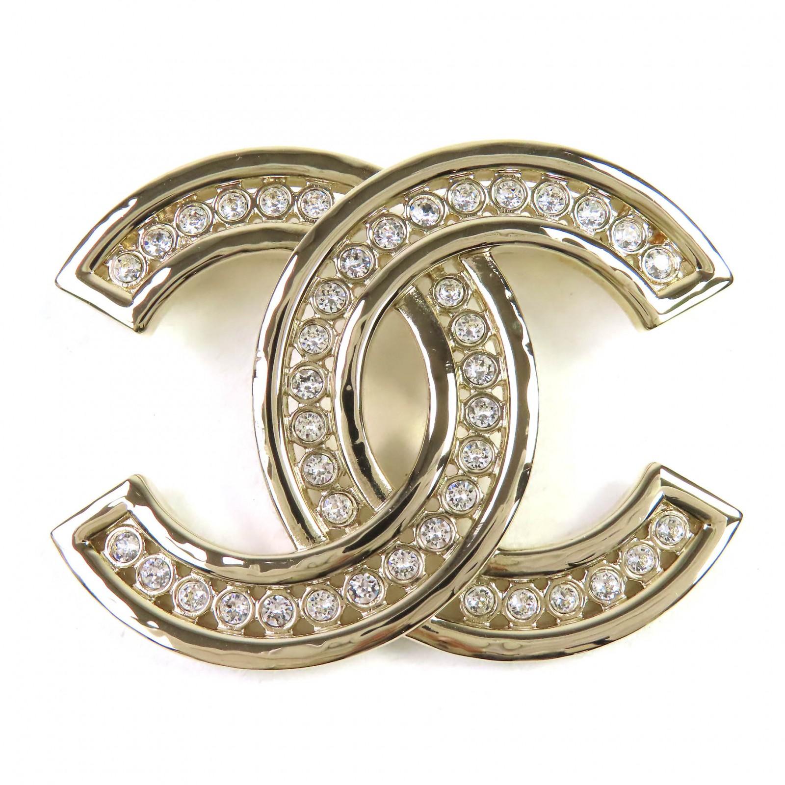 

Excellent CHANEL Brooch COCO Mark rhinestone gold Women B23K Used