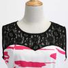 Summer Lace Crew Neck Sleeveless Printed Vintage Lace-Up Dress